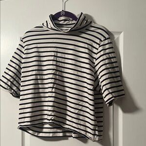 Ganni Black and White Striped Short Sleeve Tee